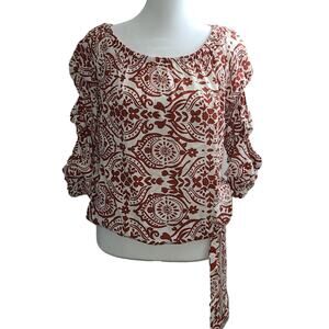 CeCe Floral Top Women's Size S 3/4 Sleeve